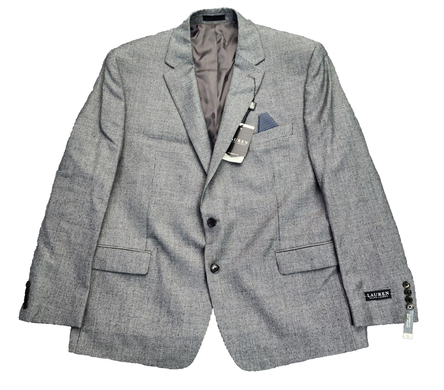 Lauren Ralph Lauren Classic-Fit Wool Suit Jacket Black/White Houndstooth 46R NWT