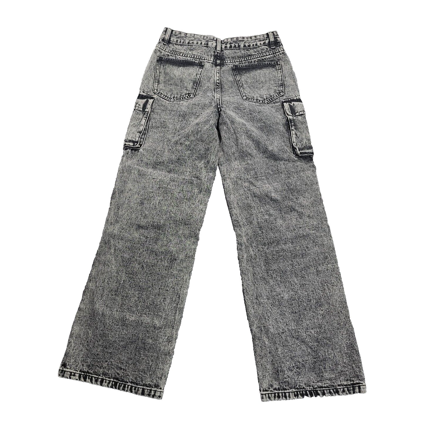 NWoT Finesse Womens High-Waisted Straight Leg Black Cargo Jeans Sz Medium