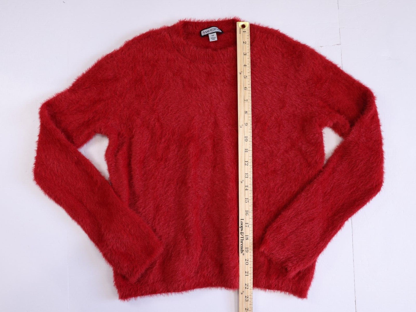 Sam And Jess Womens Sweater Pullover Comfort Fuzzy Long Sleeve Top Red Size XS