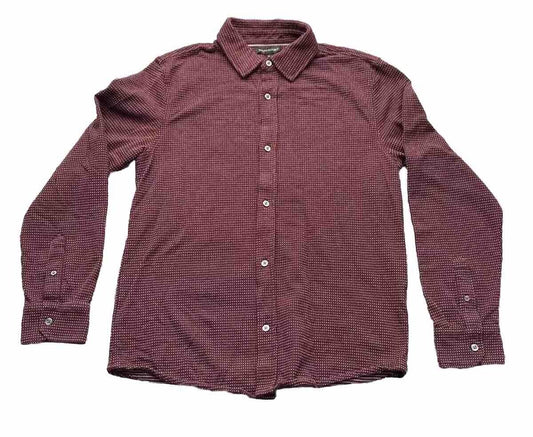 Banana Republic Mens Button Down Cotton Wool Blend Casual Shirt Maroon Size M