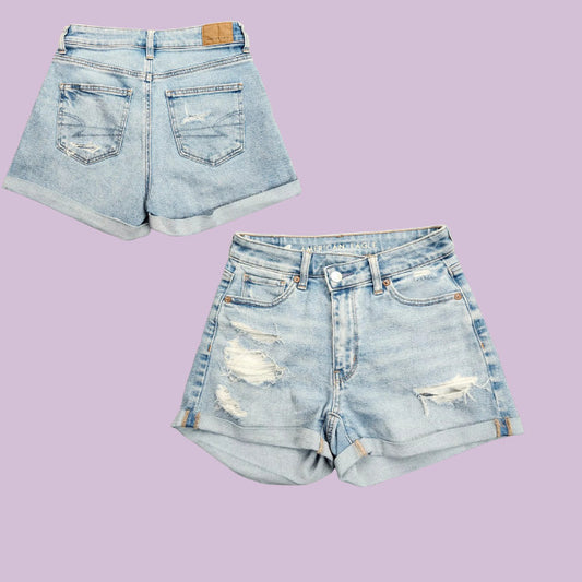 American Eagle Outfitters Stretch Crossover Denim Mom Shorts 00