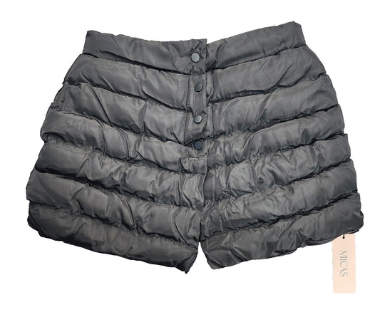 MICAS Womens Solid Button Up Puffer Mini Skirt Medium