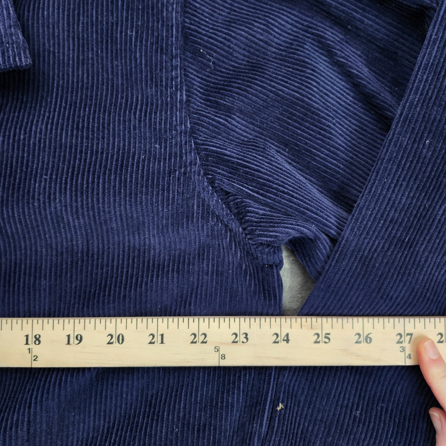Corduroy Hunters Run Navy Blue Oversized Shirt Jacket, Large Buttons Pockets A6