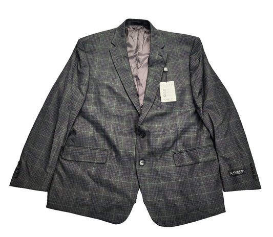 Lauren Ralph Lauren Polyester Green Plaid Suit Jacket Blazer 48R NWT