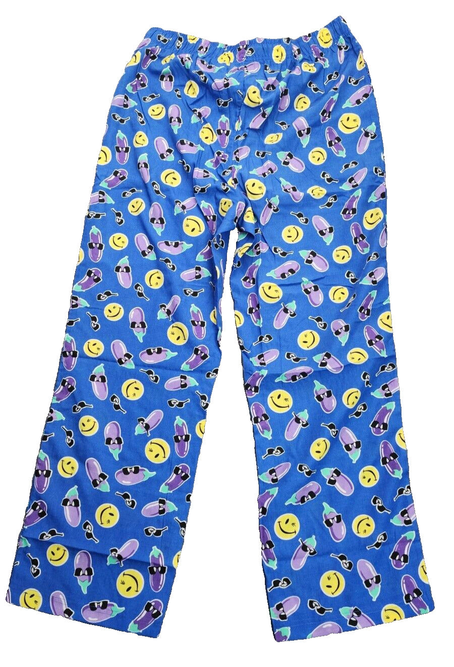Joe Boxer Lounge/Jogger Pants Pajamas Blue with Smiles and Egg Plants Size XL