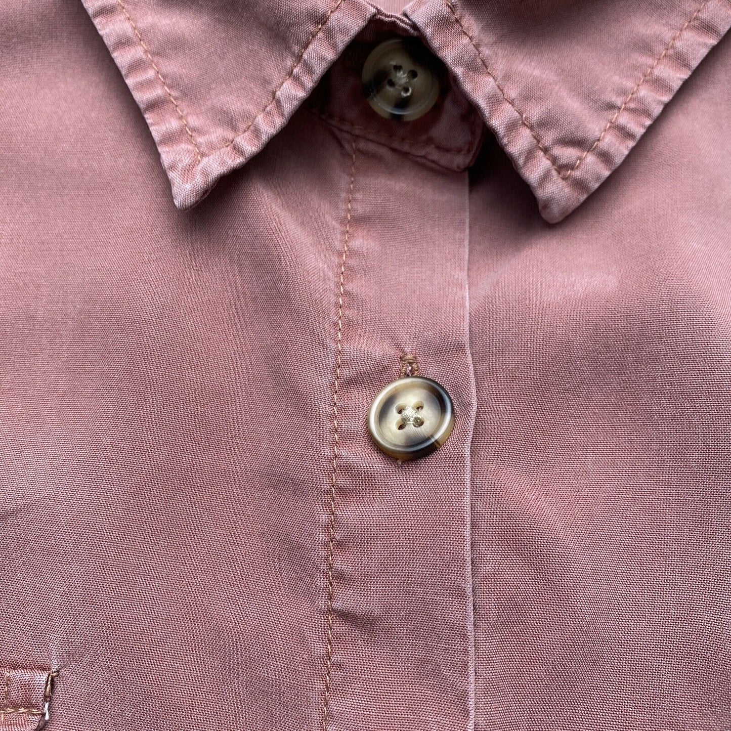 Thread & Supply Shirt Dress Womens Large Pink / Peach Button Up Roll Tab Sleeve