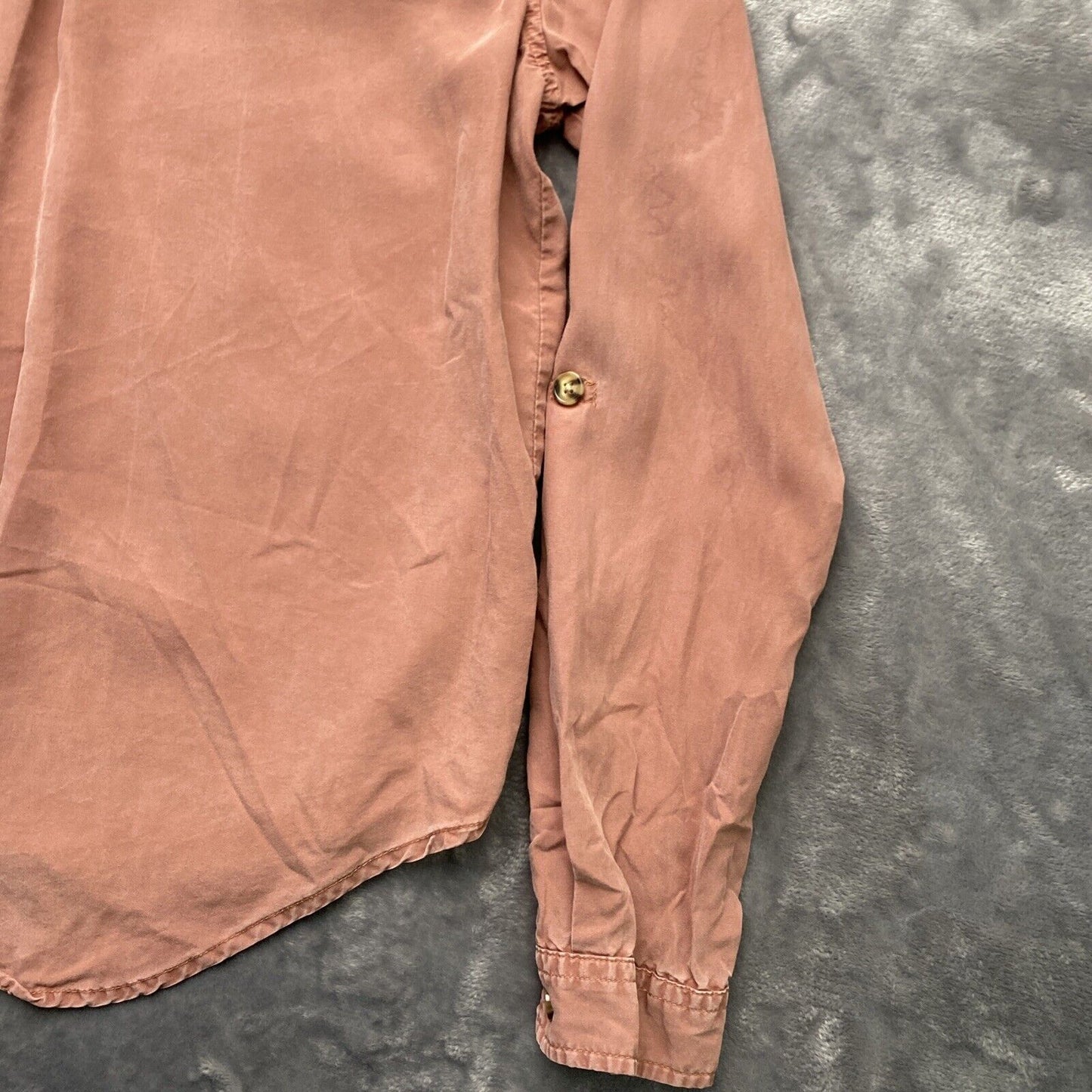 Thread & Supply Shirt Dress Womens Large Pink / Peach Button Up Roll Tab Sleeve