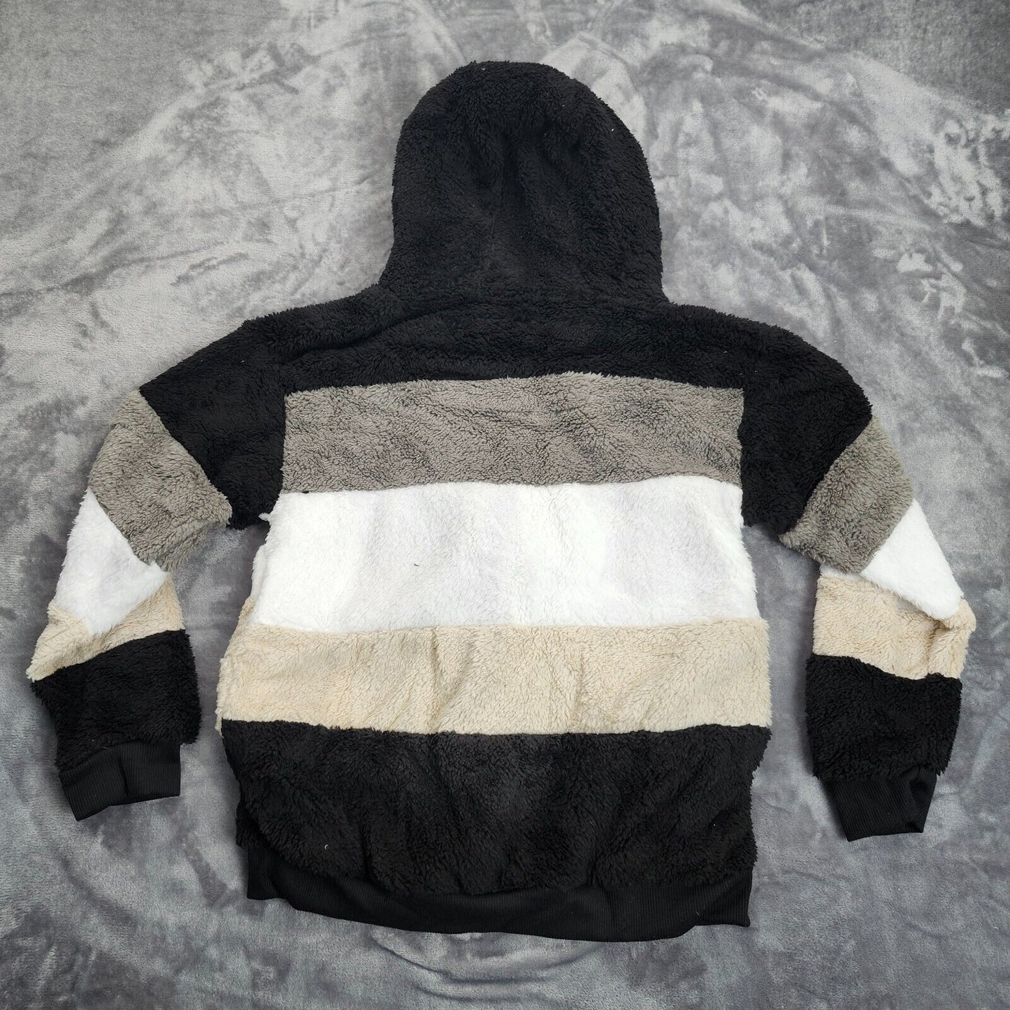 Women Fuzzy Fleece Hoodie Jacket Outwear with Pockets XL