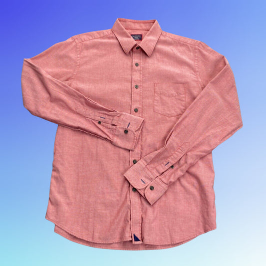 Mens Untuckit 100% Cotton Long Sleeve Casual Shirt Red Mens Size Medium