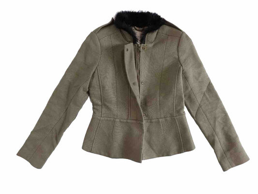 Banana Republic Heritage Blazer Jacket Military Coat Peplum Hem Fitted Cotton XS