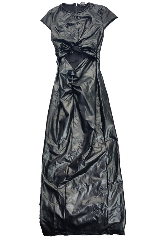 MICAS Womens Front Cutout Long Faux Leather Dress size XS