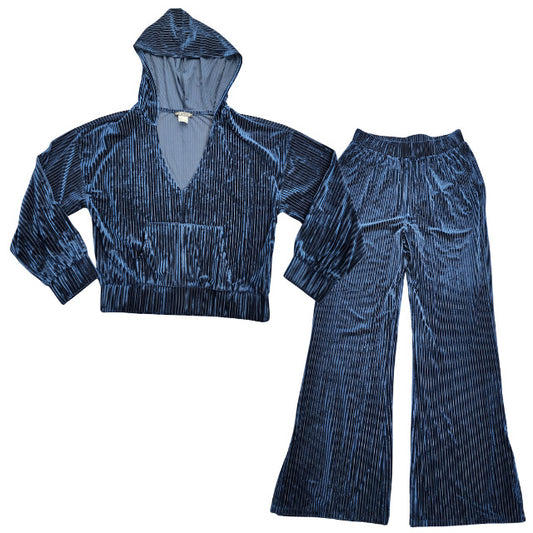 Venus Women's Long Sleeve Velvet Stretch Casual Jump suit Blue M
