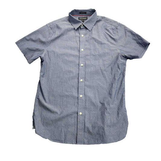 Banana Republic Short Sleeve Slim Fit Cotton Solid Casual Button-Down Shirt Med