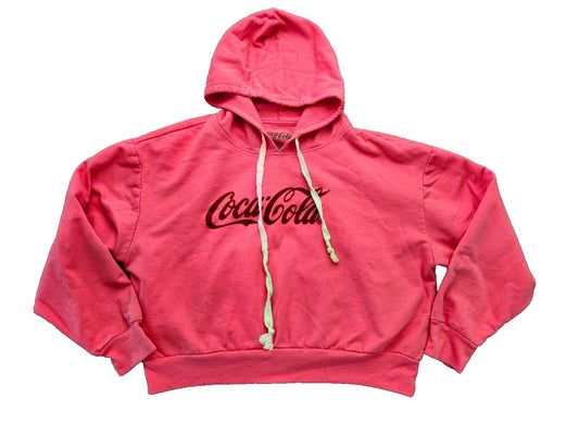 COCA COLA Hoodie Womens XXL Pink Coke Pullover Sweatshirt Soda Promo Red