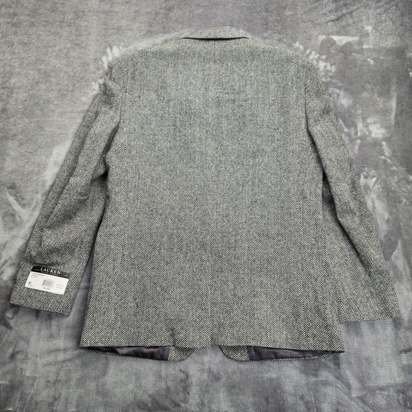 Lauren Ralph Lauren Classic-Fit Wool Suit Jacket Black/White Herringbone 44L NWT