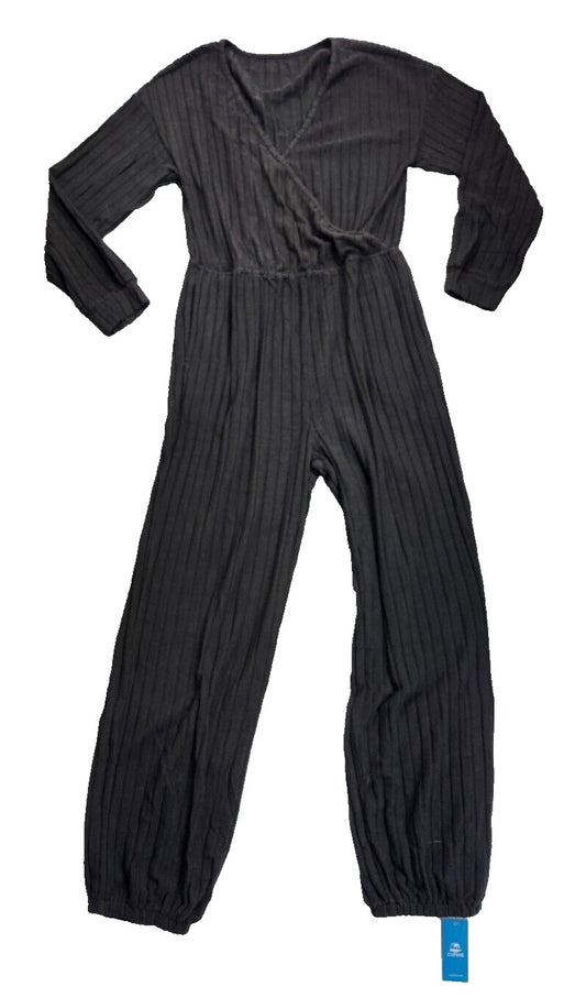 CUPSHE Women's Black Ribbed Knit Long Sleeve Tapered Leg Jumpsuit XL