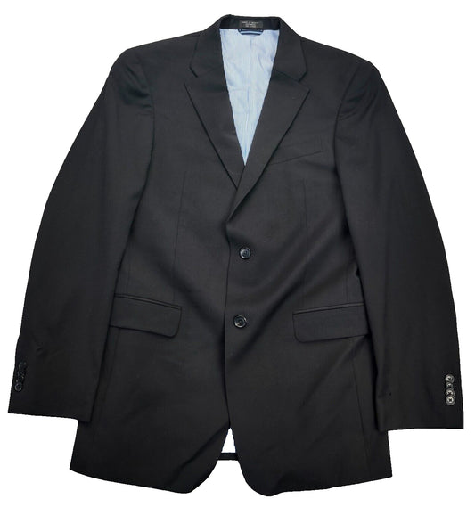 NWT Tommy Hilfiger Mens Suit Jacket 100% Wool Black Notch Lapel 38 Long