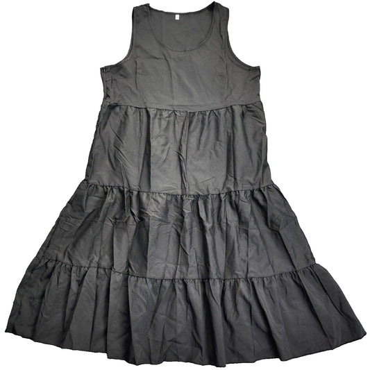Women's Sleeveless Party Beach Dress, Fashion Holiday Summer Dress Black 2XL