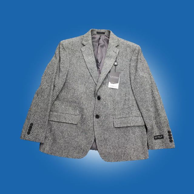 Lauren Ralph Lauren Classic-Fit Wool Suit Jacket Black/White Herringbone 44S NWT