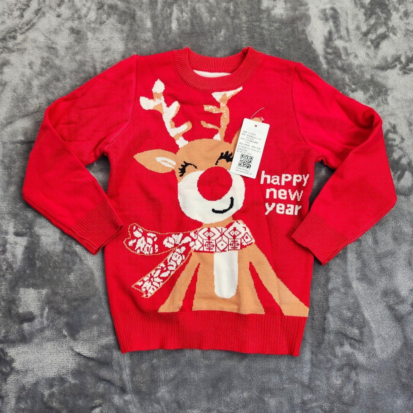 Sweaters Kids unisex Christmas Deer  Casual Prints Knitted Long Sleeve Size 4