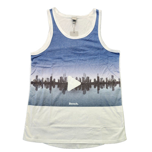 Bench Urban Wear Mens  Graphic Tank Top Size Medium White/Blue