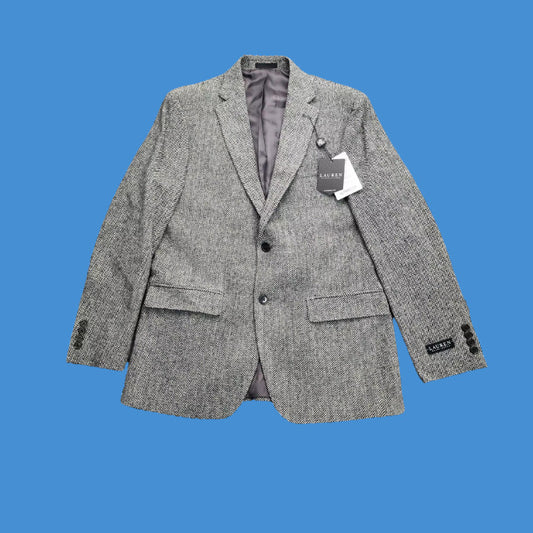 Lauren Ralph Lauren Classic-Fit Wool Suit Jacket Black/White Herringbone 42L NWT