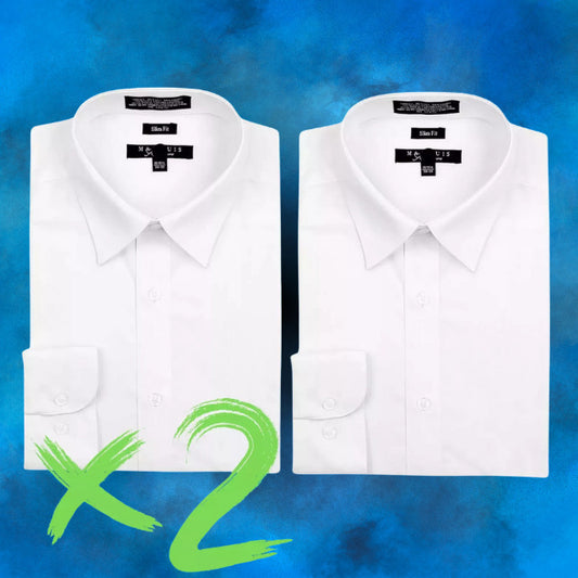 X2 Marquis Signature Men's Long Sleeve Slim Fit Dress Shirt White 15/15.5 32/33