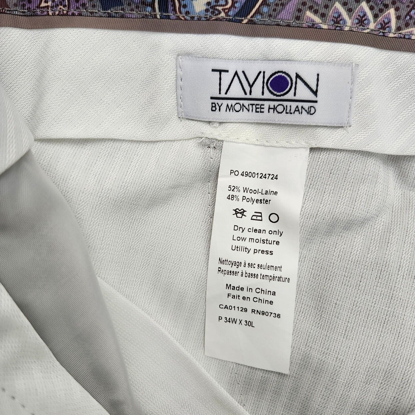 Tayion By Montee Holland Mens Classic-Fit Wool-Blend Dress Pants 34W x 30L Camel