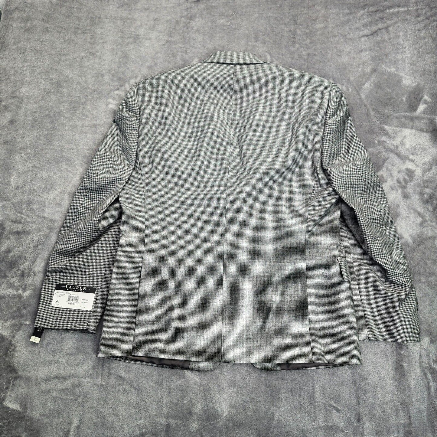 Lauren Ralph Lauren Classic-Fit Wool Suit Jacket Black/White Houndstooth 40S NWT