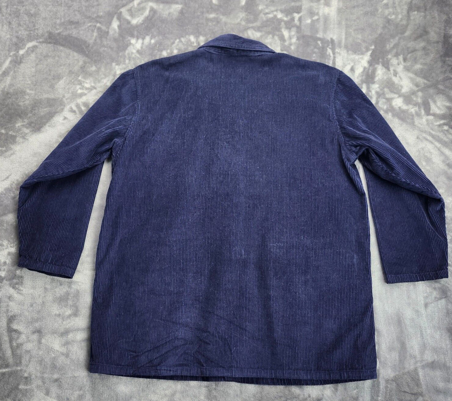 Corduroy Hunters Run Navy Blue Oversized Shirt Jacket, Large Buttons Pockets A6