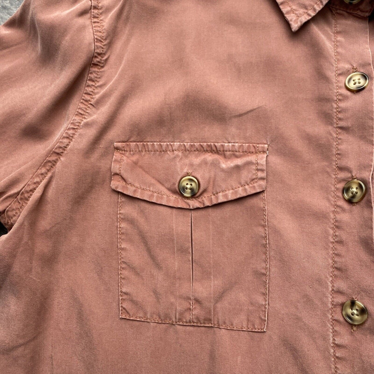 Thread & Supply Shirt Dress Womens Large Pink / Peach Button Up Roll Tab Sleeve