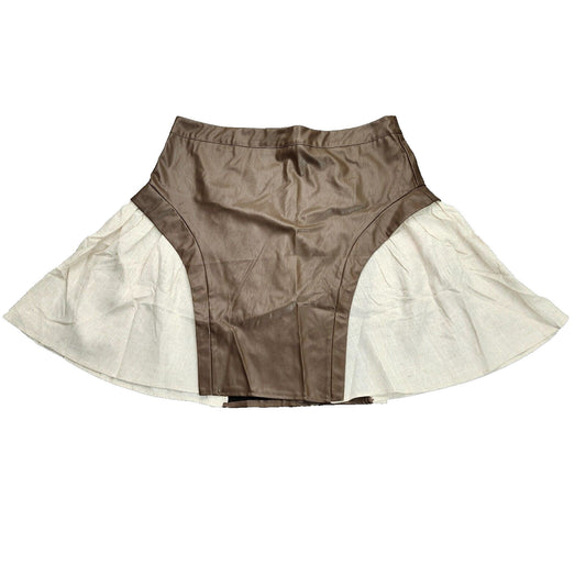 MICAS Womens Color Block Patchwork Faux Leather Zipper Skirt 2XL