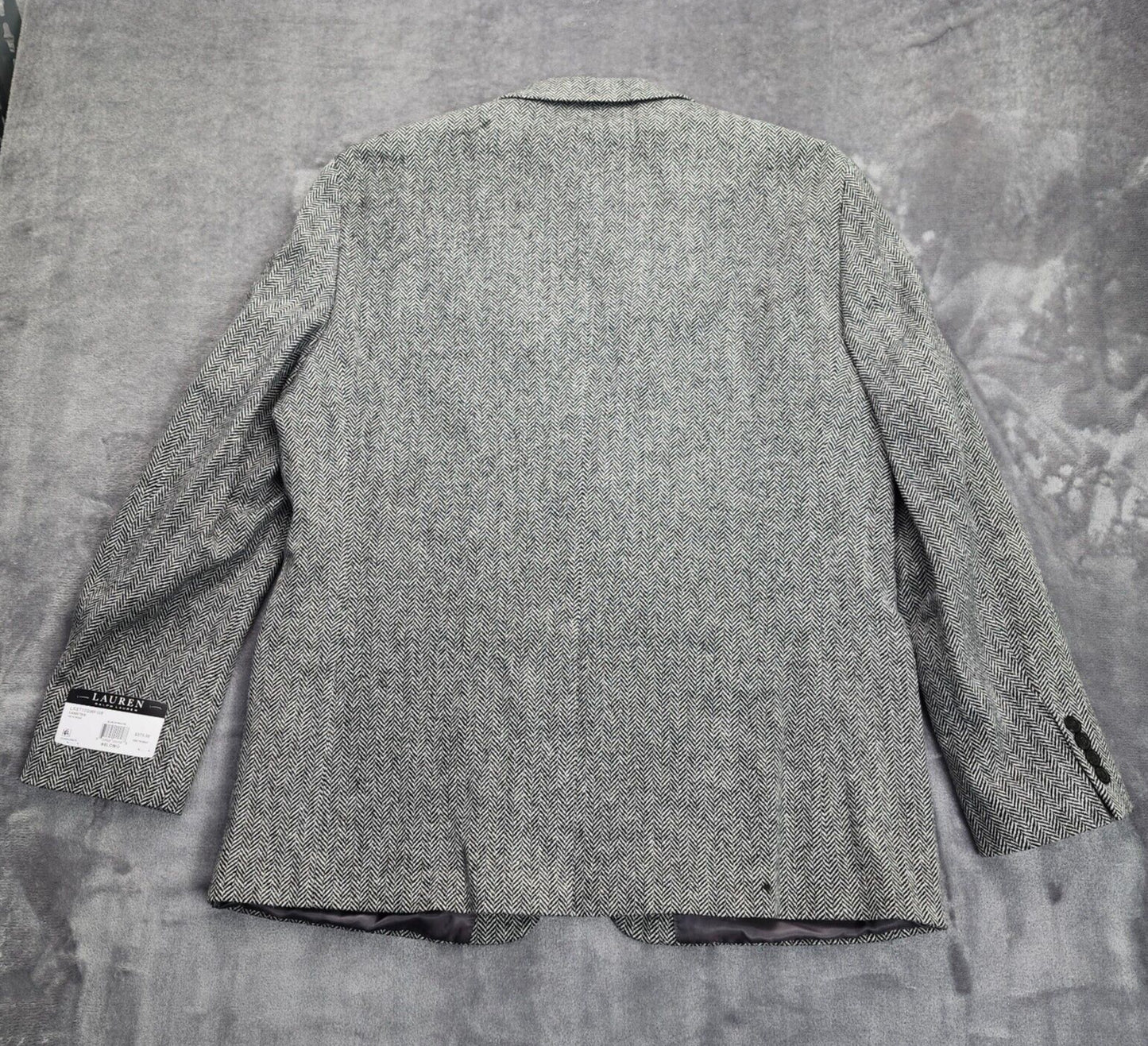 Lauren Ralph Lauren Classic-Fit Wool Suit Jacket Black/White Herringbone 48L NWT