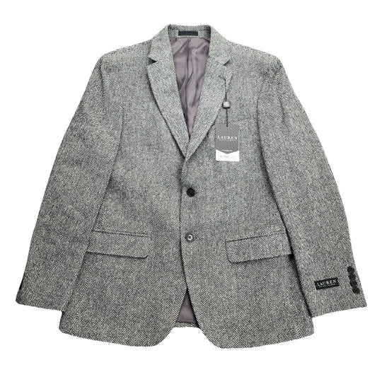 Lauren Ralph Lauren Classic-Fit Wool Suit Jacket Black/White Herringbone 48L NWT