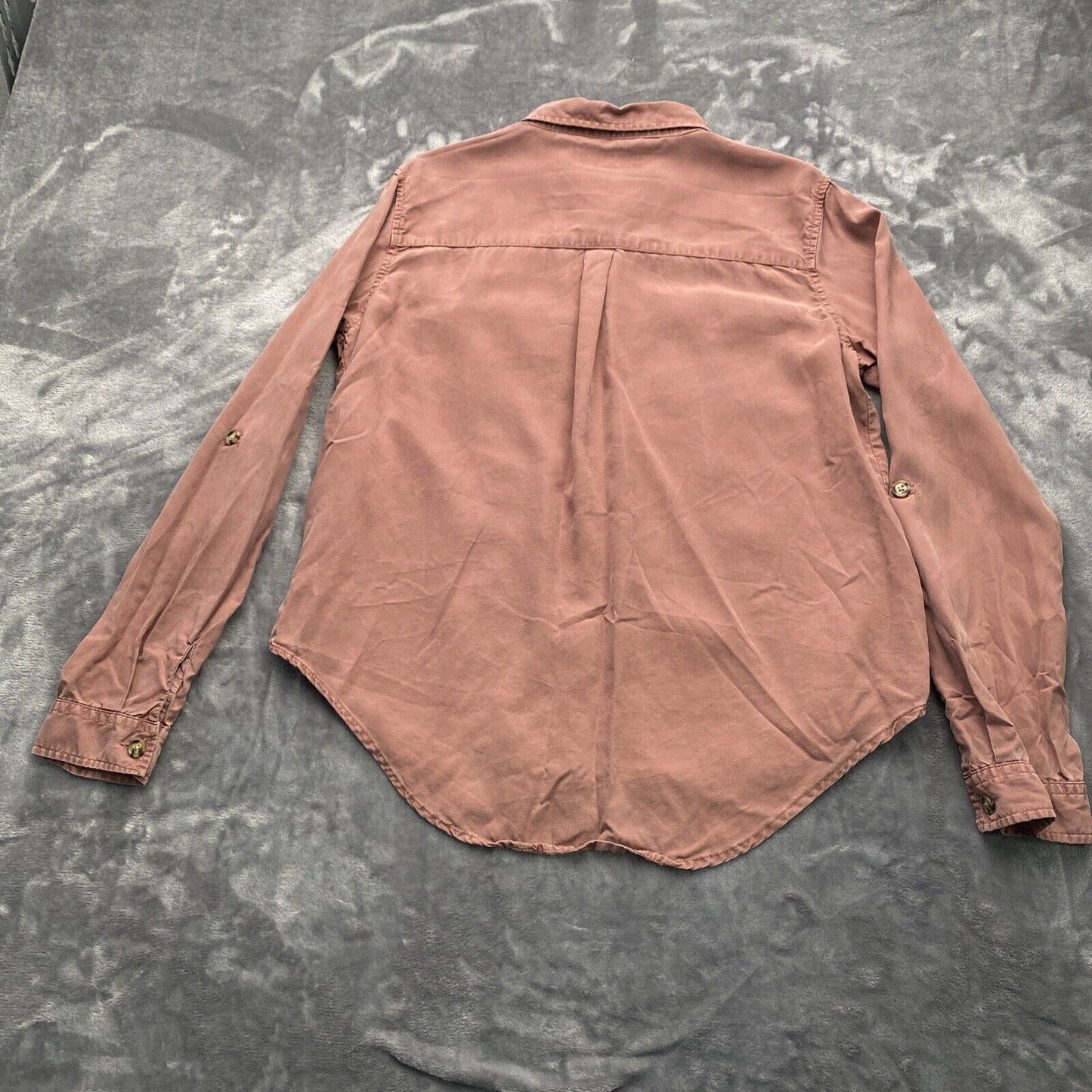 Thread & Supply Shirt Dress Womens Large Pink / Peach Button Up Roll Tab Sleeve