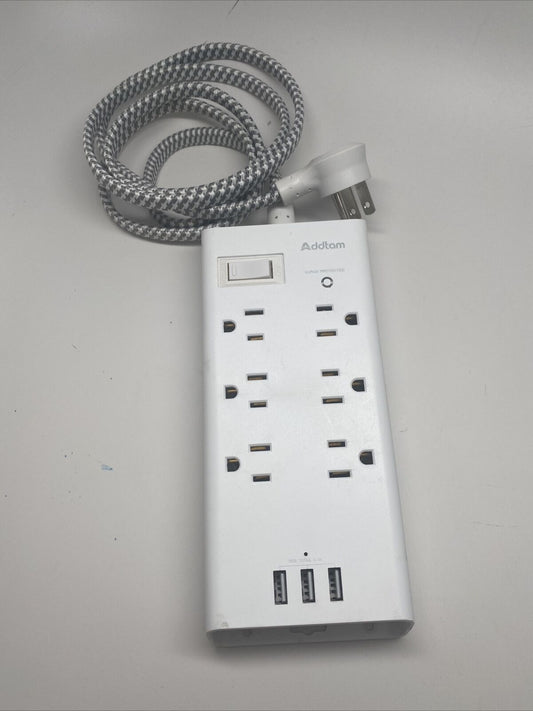 Addtam Surge Protector 6 Outlet 3 USB White