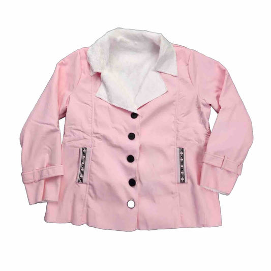 Women's Jacket Sherpa Lined Fuzzy Fleece Open Front  Pink Large