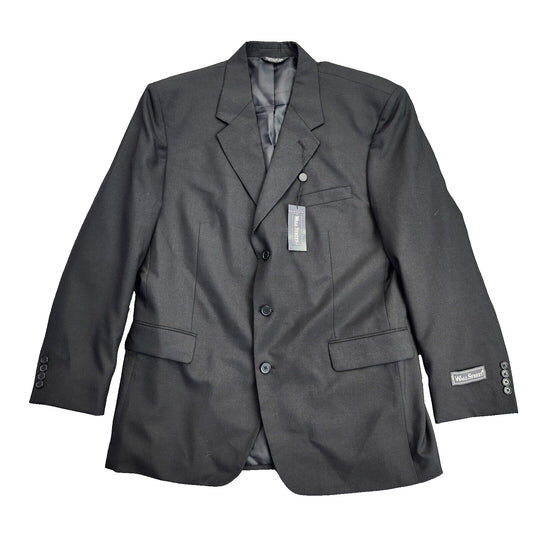 NWT Wall Street Mens Blazer Black 44 Long Polyester/Wool Blend