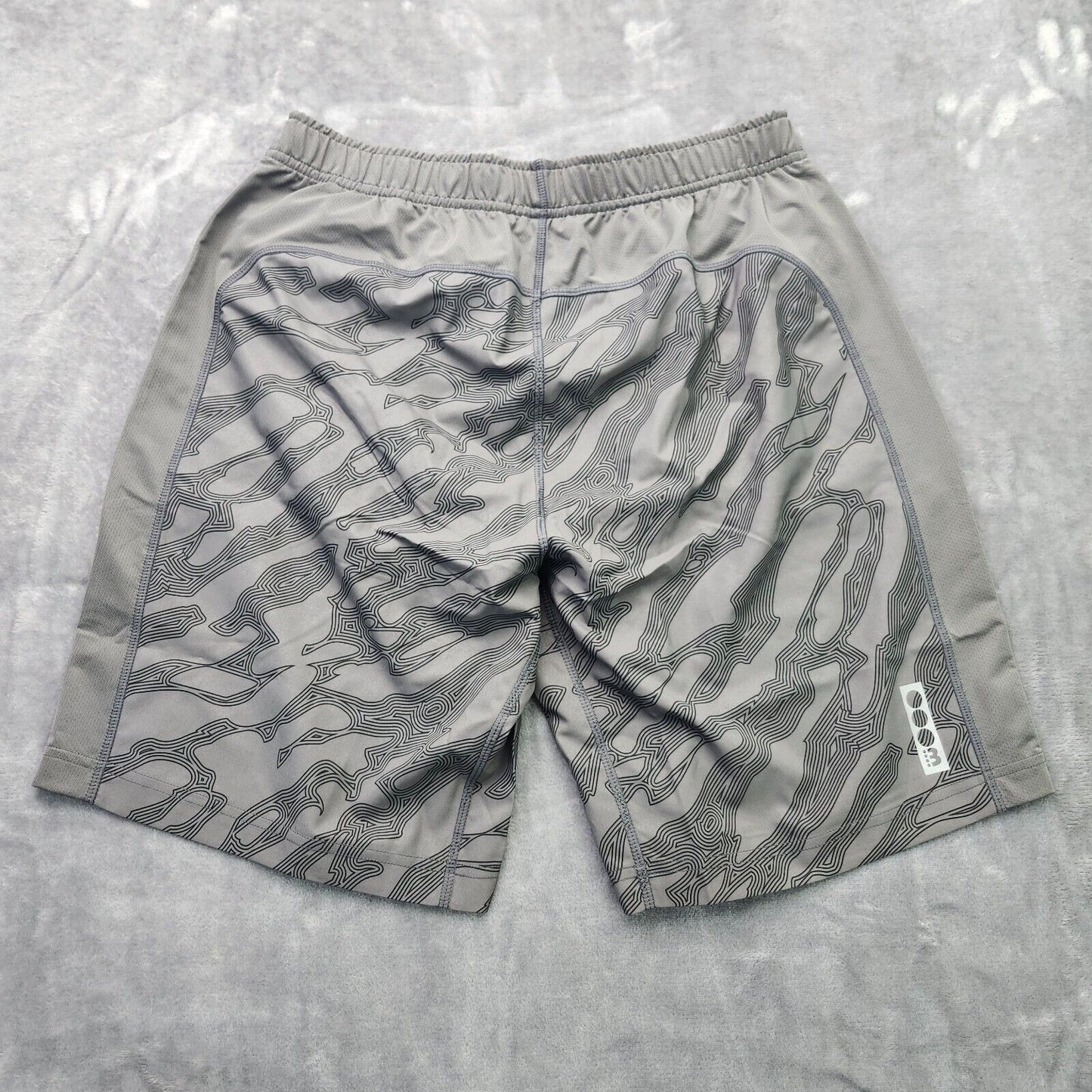 NWT Bench Urban Wear Unisex Loose fit Active shorts Size Medium Grey Topo map