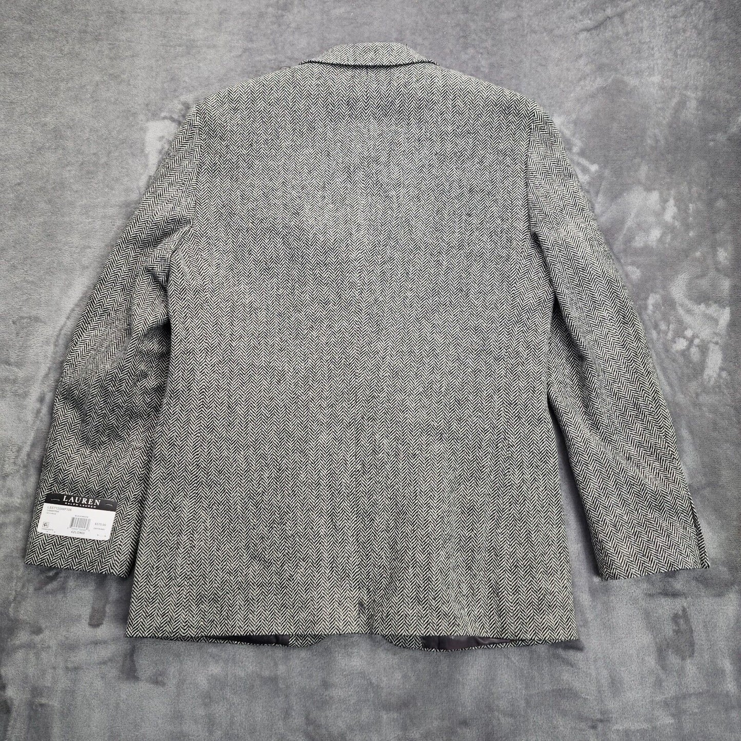 Lauren Ralph Lauren Classic-Fit Wool Suit Jacket Black/White Herringbone 42L NWT