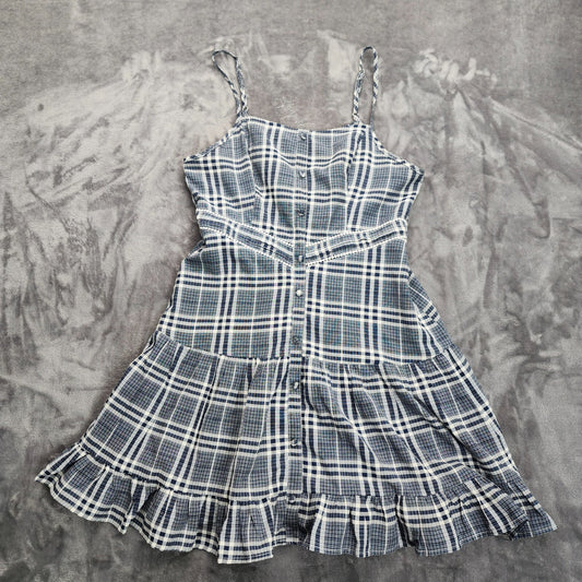 bacio womens plaid Summer dress Medium Gray