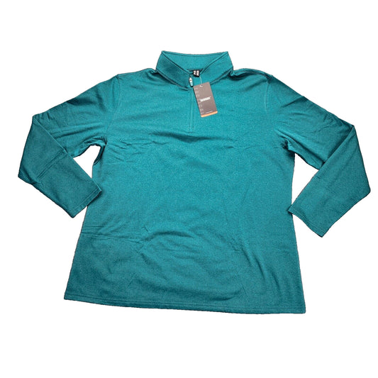 TACVASEN Women's Half Zip up Long Sleeve Sweatshirt Teal 2XL