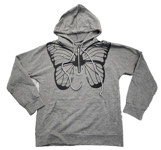 Women’s ¼ zip Sweatshirt Butterfly Print Long Sleeve Hoodie with Pockets Medium