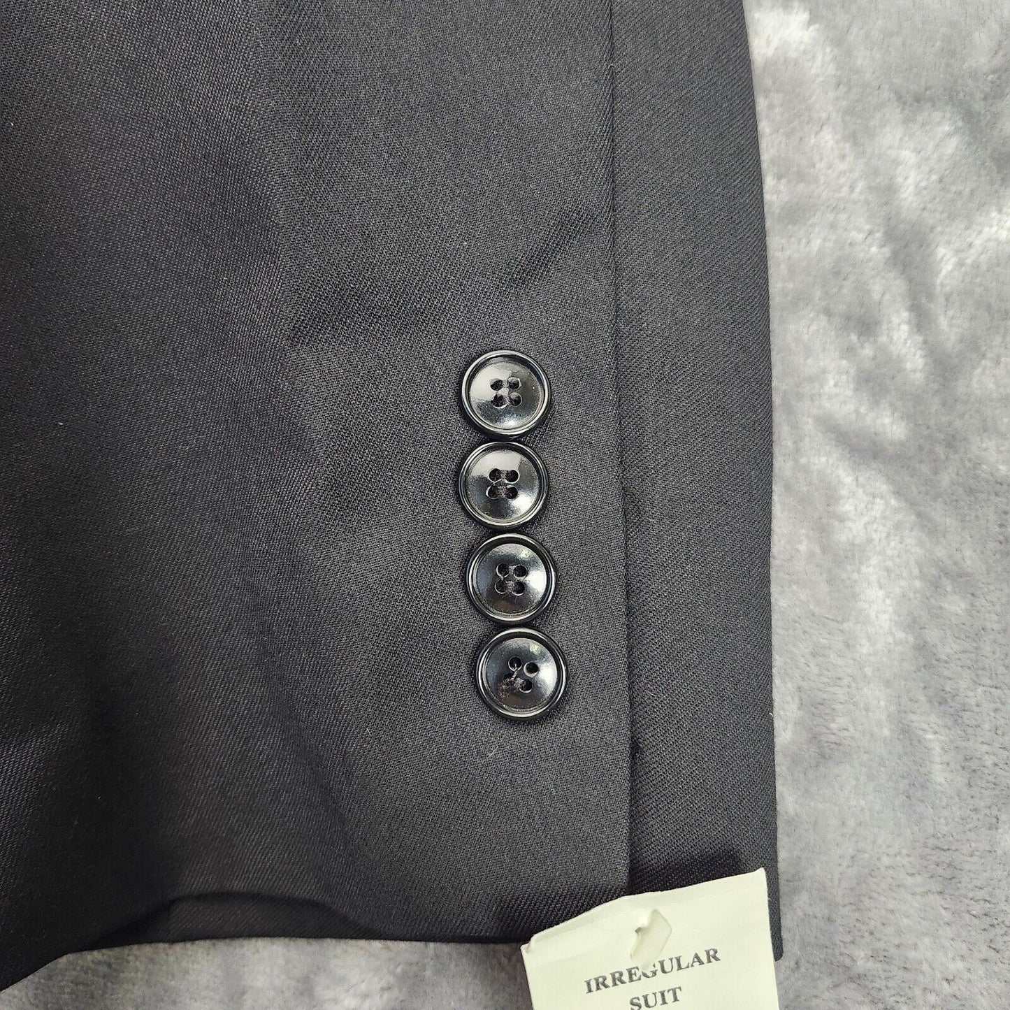 Men's 100% Wool Black Suit Set Notch Lapel Jacket Size 48 Long, Pants 36w