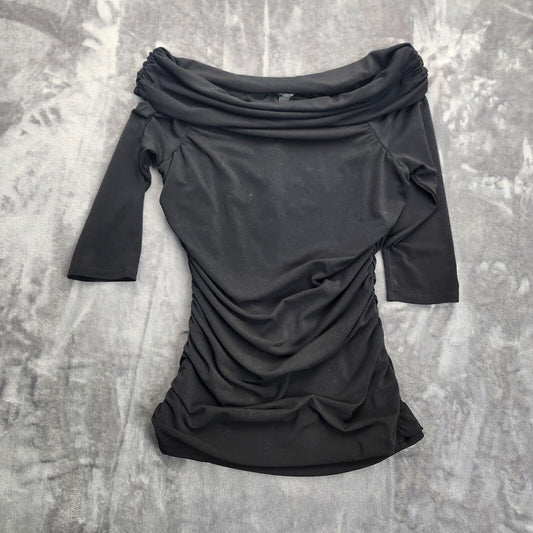 Ann Taylor Womens Black draped jersey top
