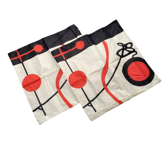 Cotton Woven Pillow Covers Set of 2 Modern Luxury Cushion Cases Red Black Gray