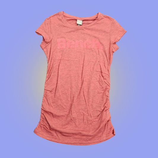 Bench UrbanWear Womens Cap sleeve ruched sides T-Shirt with logo Size Small