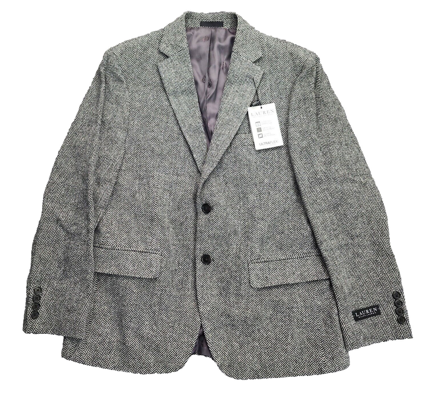 Lauren Ralph Lauren Classic-Fit Wool Suit Jacket Black/White Herringbone 42S NWT