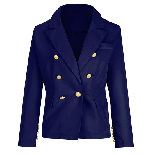 Women Small Suit Casual Blazer Fashion Suit Coat Jacket Blue 2XL