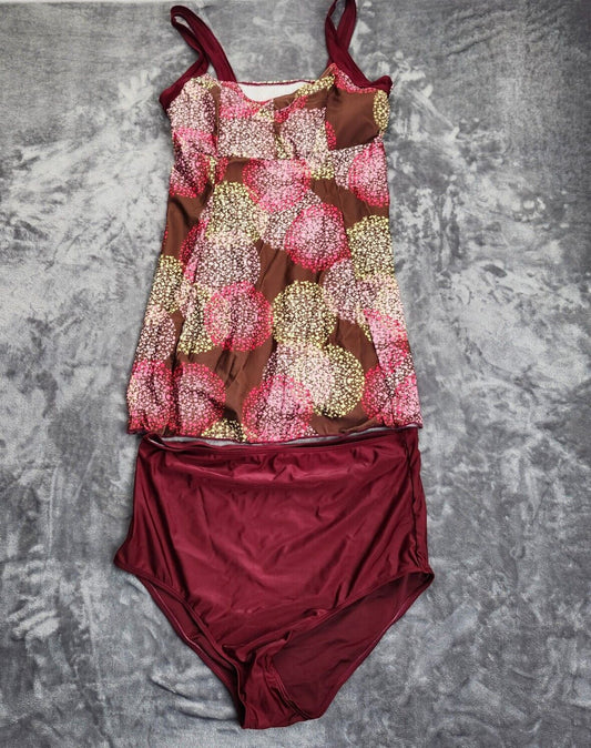Womens Swimsuit Shorts Backless Two Piece Beach Wear 2XL RED